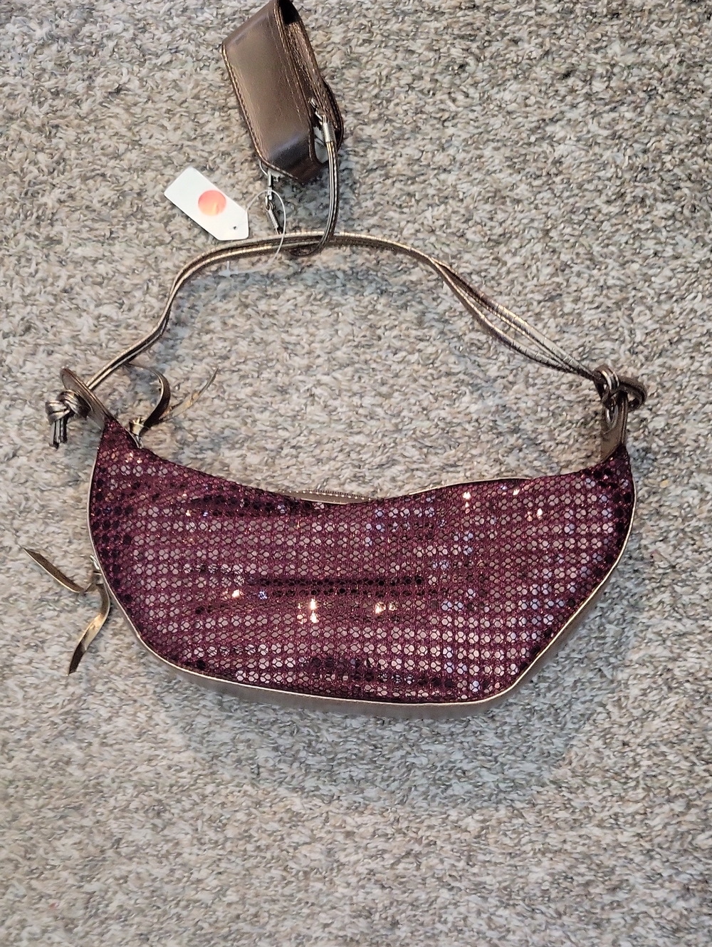 Sequin-Embellished Purple Shoulder Bag for Women